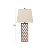 Table Lamp with Chevron Pattern and Mirror Inlay,Brown and Silver BM217248