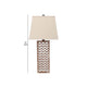 Table Lamp with Chevron Pattern and Mirror Inlay,Brown and Silver BM217248