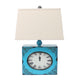 Clock Design Metal Table Lamp with Tapered Shade, Blue and Beige