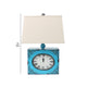 Clock Design Metal Table Lamp with Tapered Shade Blue and Beige BM217250
