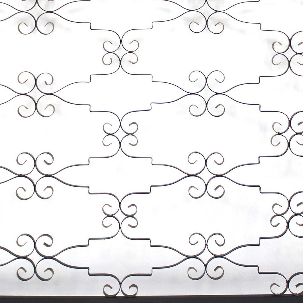 Rectangular Metal Frame Wall Decor with Curved Design Accents Black BM217261