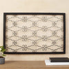 Rectangular Metal Frame Wall Decor with Curved Design Accents, Black