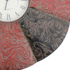 Blooming Flower Design Metal Wall Clock with Scroll Motifs Red and Black BM217263
