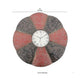 Blooming Flower Design Metal Wall Clock with Scroll Motifs Red and Black BM217263