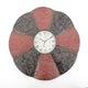 Blooming Flower Design Metal Wall Clock with Scroll Motifs, Red and Black