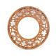 Round Wooden Wall Mirror with Scroll Cut Out Design, Silver and Brown