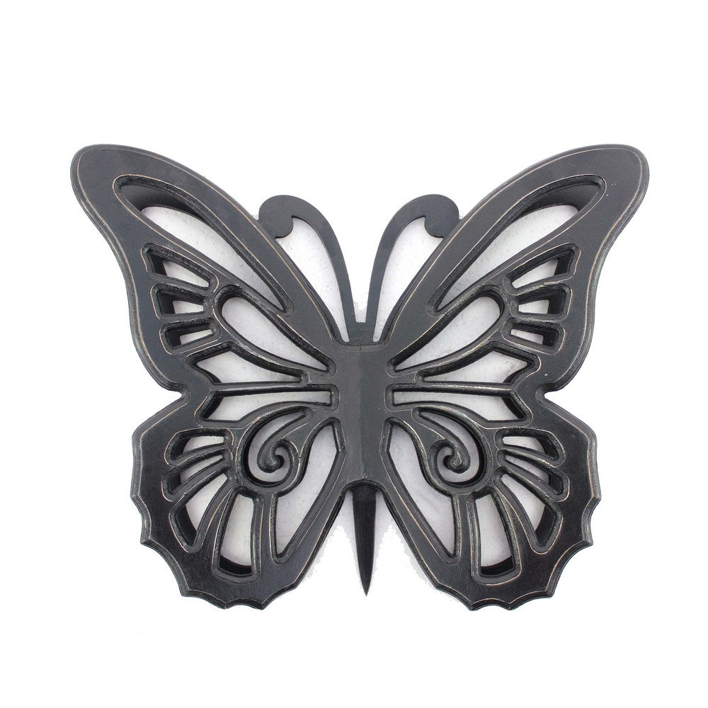 Wooden Butterfly Wall Plaque with Cutout Detail, Black
