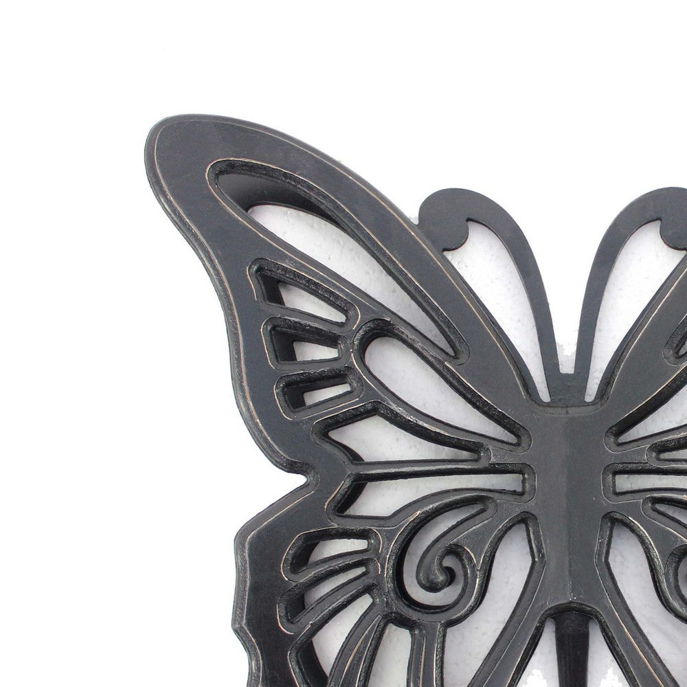 Wooden Butterfly Wall Plaque with Cutout Detail, Black