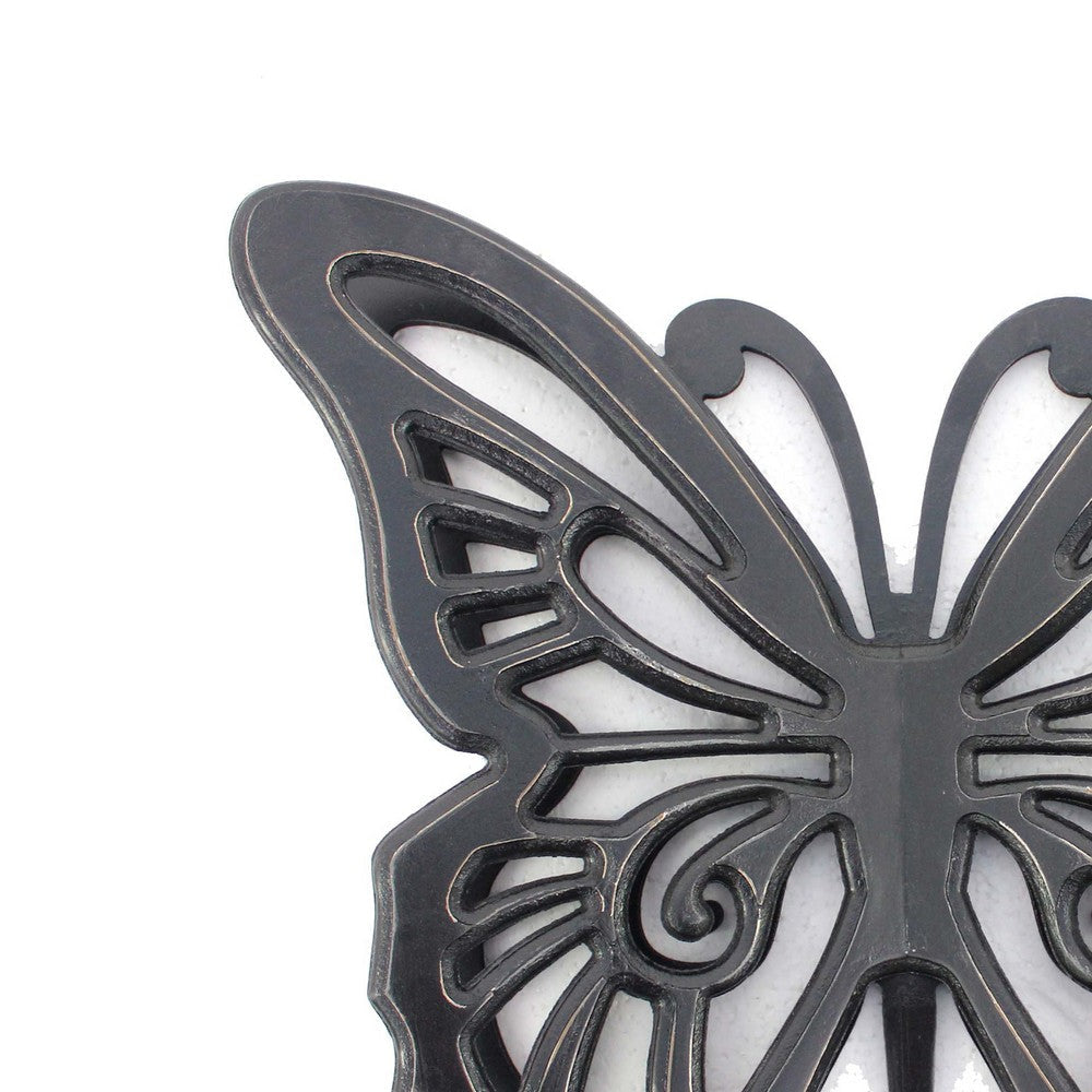 Wooden Butterfly Wall Plaque with Cutout Detail Black BM217269