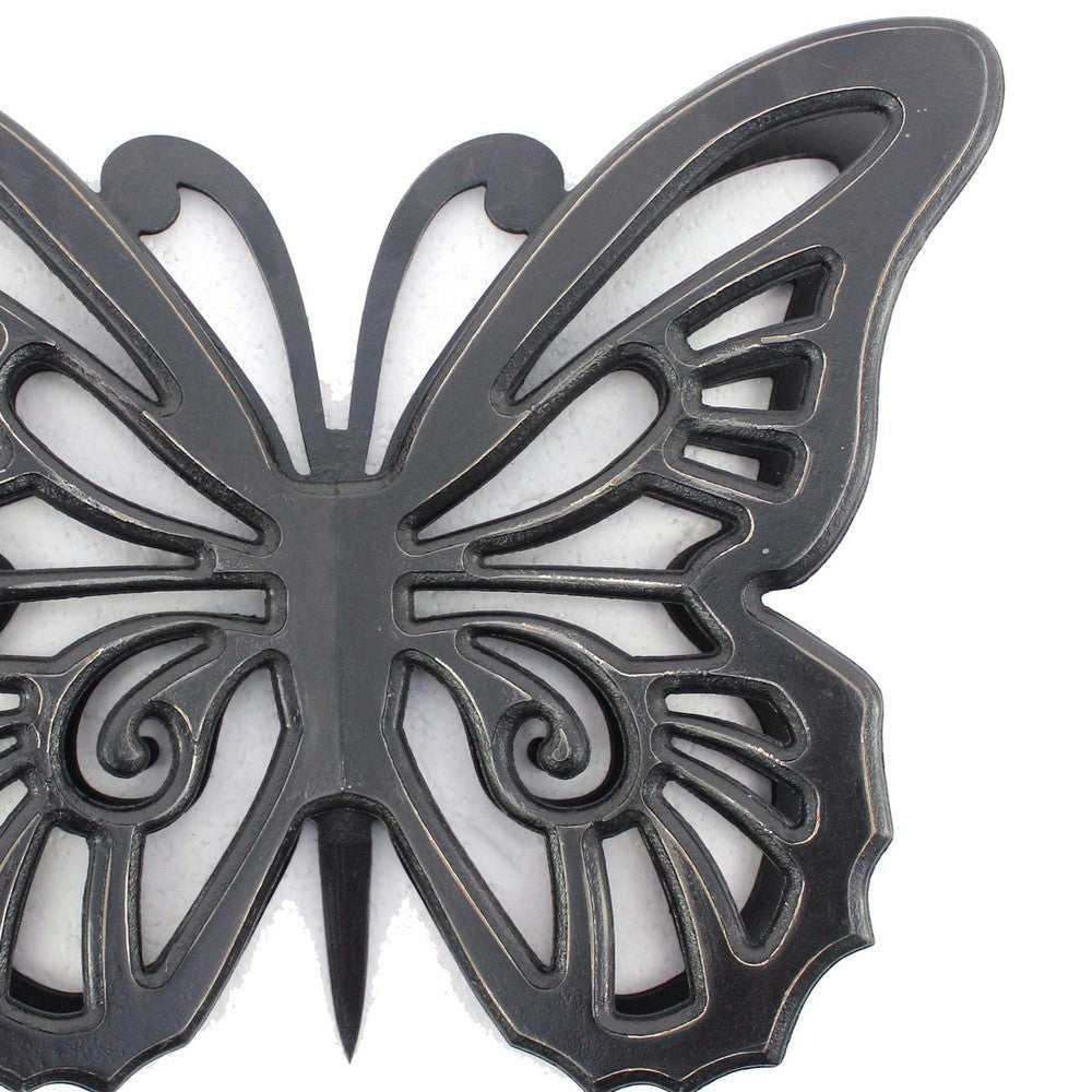 Wooden Butterfly Wall Plaque with Cutout Detail Black BM217269