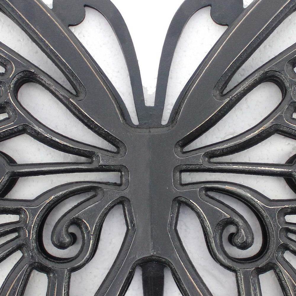 Wooden Butterfly Wall Plaque with Cutout Detail, Black