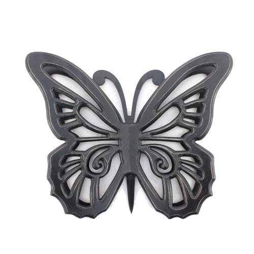 Wooden Butterfly Wall Plaque with Cutout Detail Black BM217269
