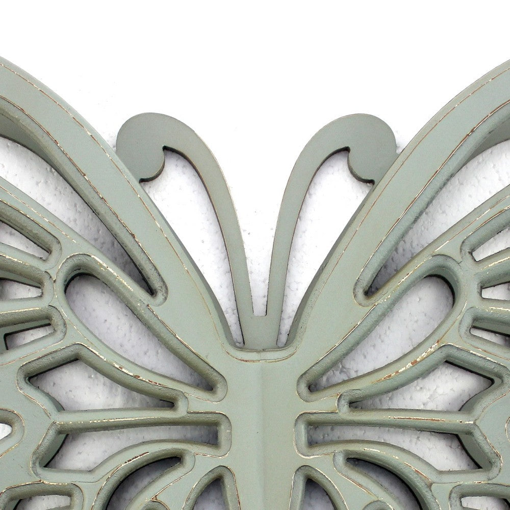 Wooden Butterfly Wall Plaque with Cutout Detail Light Gray BM217270