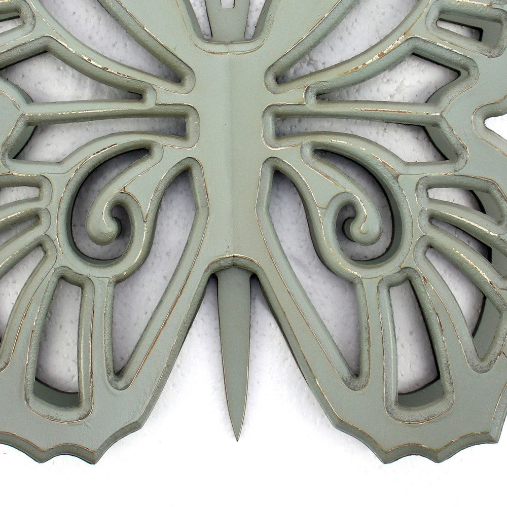 Wooden Butterfly Wall Plaque with Cutout Detail Light Gray BM217270