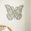 Wooden Butterfly Wall Plaque with Cutout Detail, Light Gray