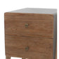Wooden Side Table with 2 Drawers and A Shape Legs, Brown and Gray By Casagear Home