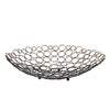 Decorative Metal Tray with Mesh Design and Ball Support,Gold and Black By Casagear Home BM217289