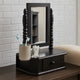 Traditional Wooden Table Mirror with 1 Drawer, Black and Silver