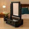 Traditional Wooden Table Mirror with 1 Drawer, Black and Silver