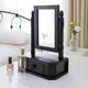 Traditional Wooden Table Mirror with 1 Drawer, Black and Silver