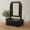 Traditional Wooden Table Mirror with 1 Drawer, Black and Silver
