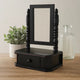 Traditional Wooden Table Mirror with 1 Drawer, Black and Silver