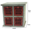 Wooden Table Top Organizer with 4 Drawers Distressed Gray and Red BM217294