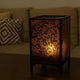 Cuboidal Metal and Glass Filigree Candleholder, Black and Clear