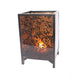 Cuboidal Metal and Glass Filigree Candleholder, Black and Clear