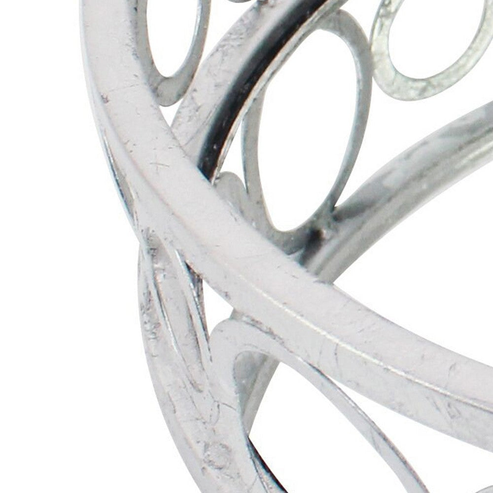 Round Metal Tray with Geometric Mirror Panel Inserts Silver BM217298