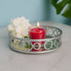 Round Metal Tray with Geometric Mirror Panel Inserts, Silver