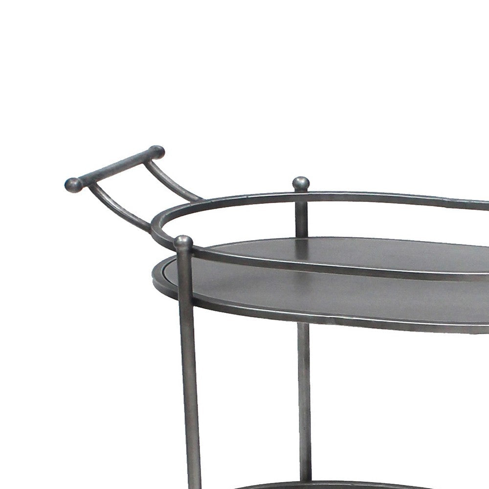 Oval Metal Frame Service Cart with Casters Gray and Black BM217301