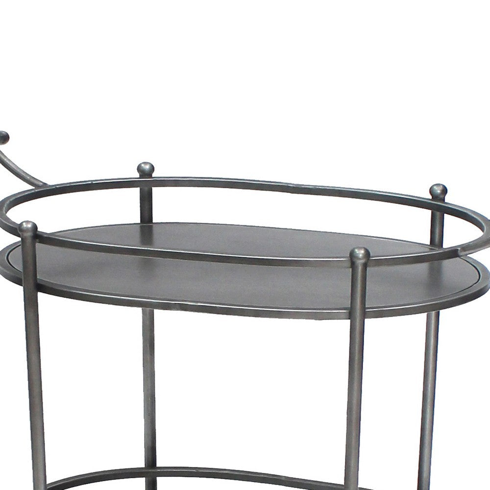 Oval Metal Frame Service Cart with Casters Gray and Black BM217301