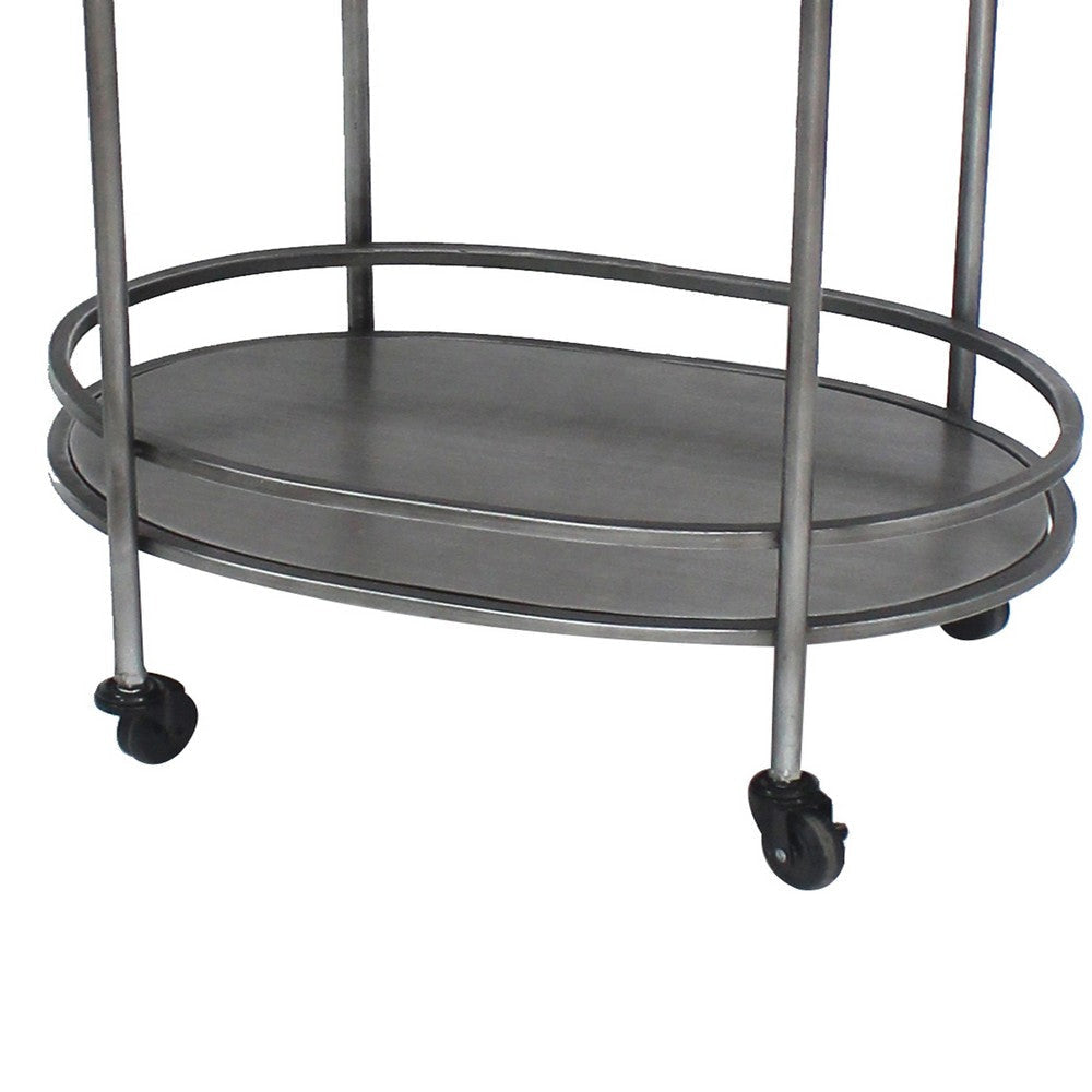 Oval Metal Frame Service Cart with Casters Gray and Black BM217301
