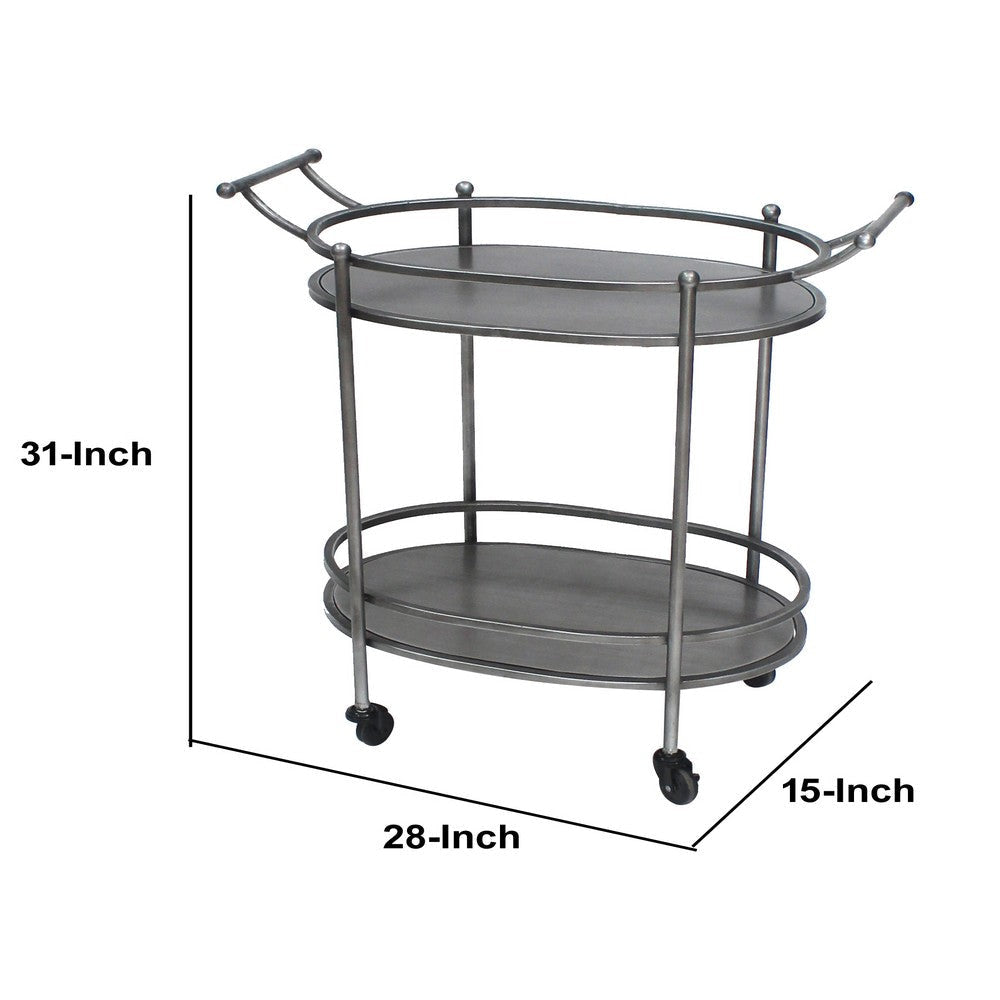 Oval Metal Frame Service Cart with Casters Gray and Black BM217301