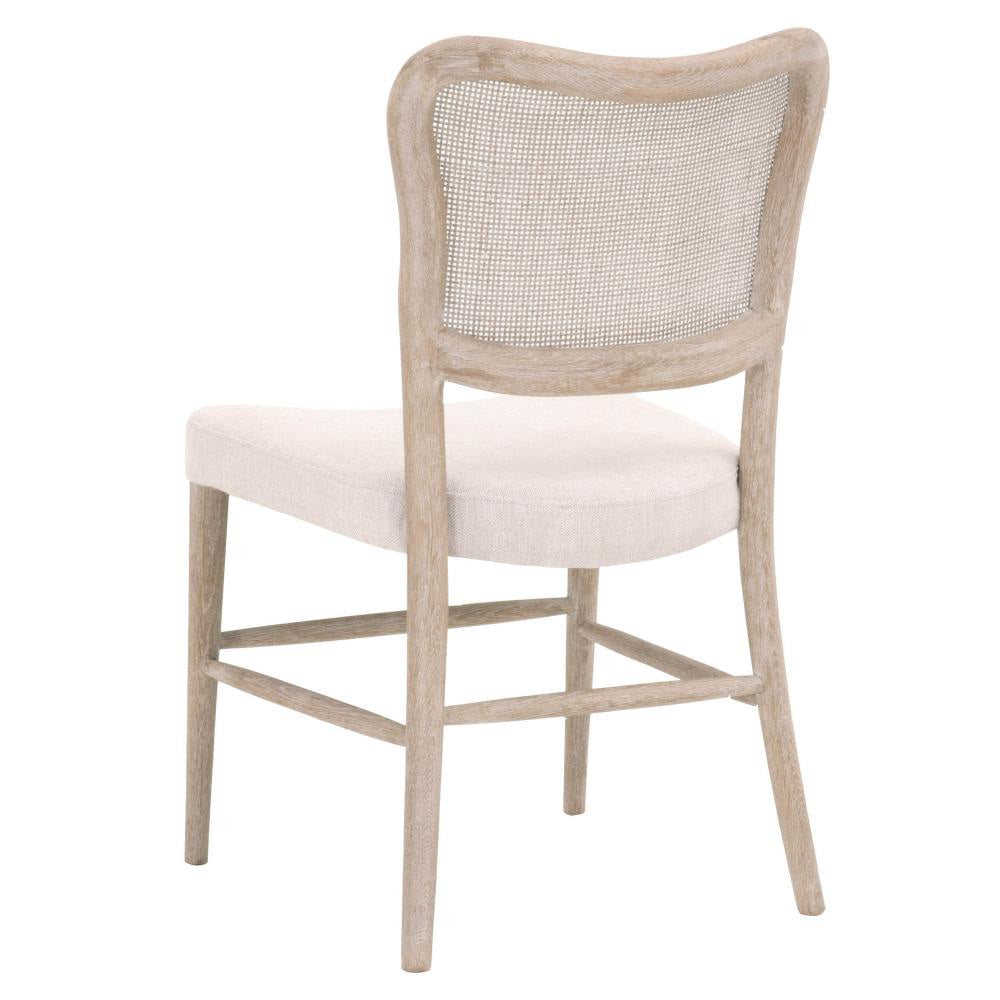 Cane Back Dining Chairs | Wood Frame | Set of 2 | Bisque & Natural Gray Oak BM217355