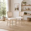 Cane Back Dining Chairs | Wood Frame | Set of 2 | Bisque & Natural Gray Oak