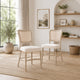 Cane Back Dining Chairs | Wood Frame | Set of 2 | Bisque & Natural Gray Oak