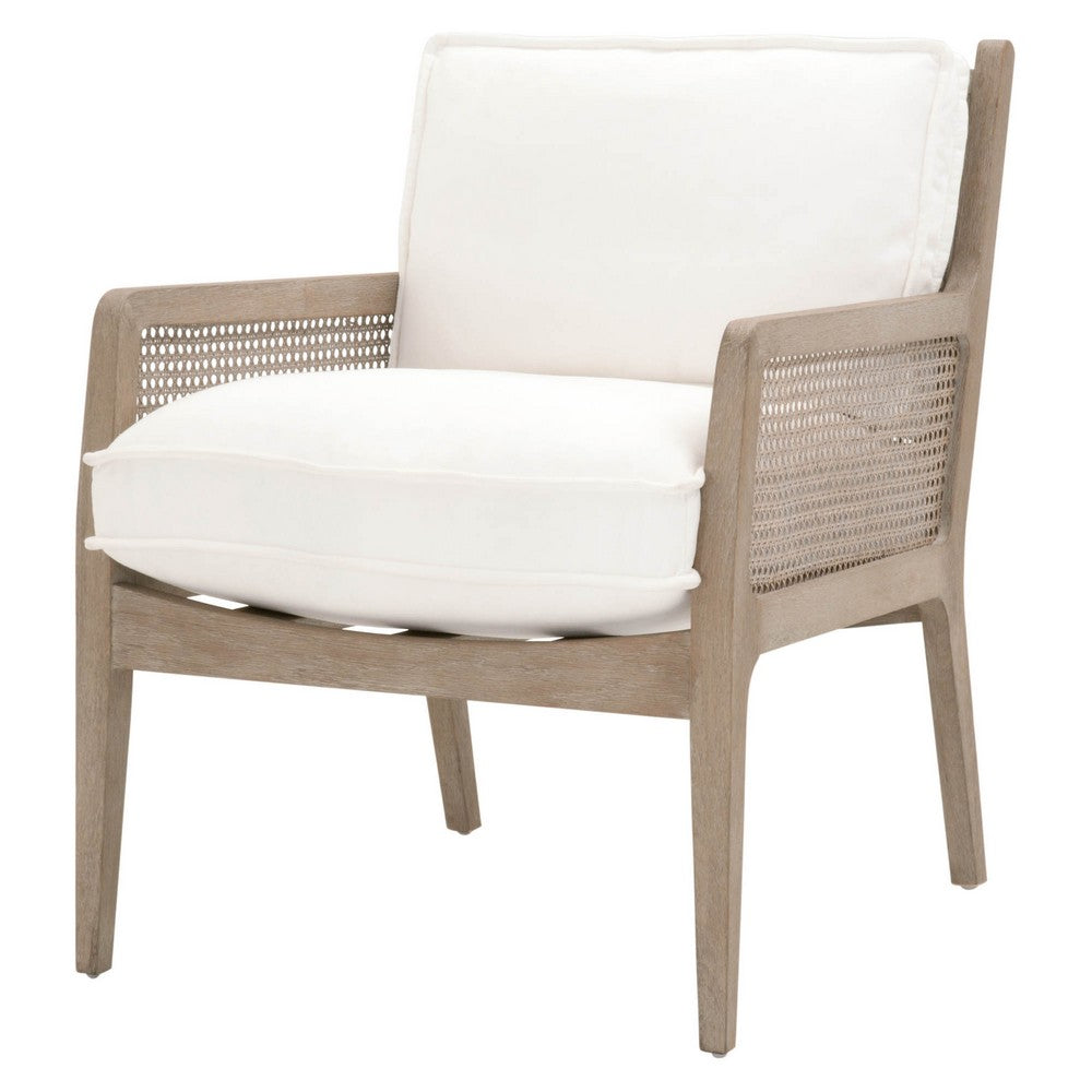 Cane Design Club Chair With Padded Seat White and Brown By Casagear Home BM217356