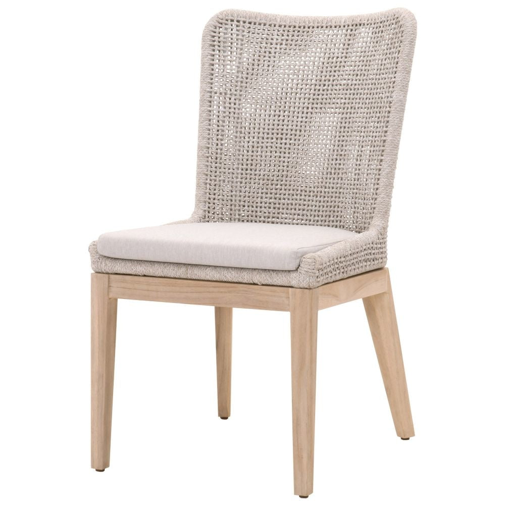 Wingback Dining Chair with Rope Woven Mesh Design,Set of 2,Beige and Gray By Casagear Home BM217382