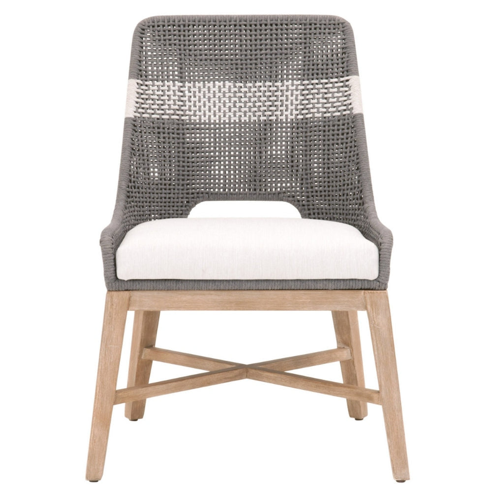 Interwoven Dining Chair with X Shaped Support Set of 2 Dark Gray By Casagear Home BM217390
