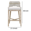 39" Rope Woven Barstool With Flared Legs, Gray By Casagear Home