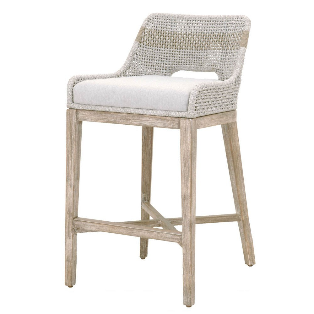 39’’ Rope Woven Barstool With Flared Legs Gray By Casagear Home BM217398