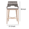 39" Rope Barstool With Stretcher and Cross Support, Dark Gray By Casagear Home