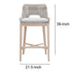 39’’ Rope Barstool With Stretcher and Cross Support Light Gray By Casagear Home BM217401
