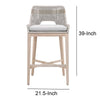 39’’ Rope Barstool With Stretcher and Cross Support Light Gray By Casagear Home BM217401