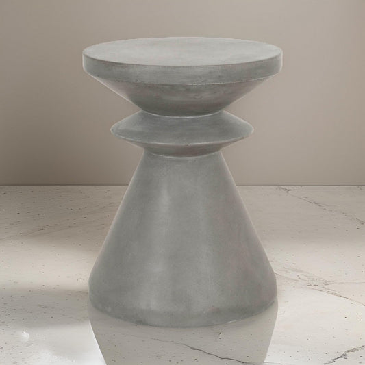 17" Pawn Shape Concrete Top Accent Table, Gray By Casagear Home
