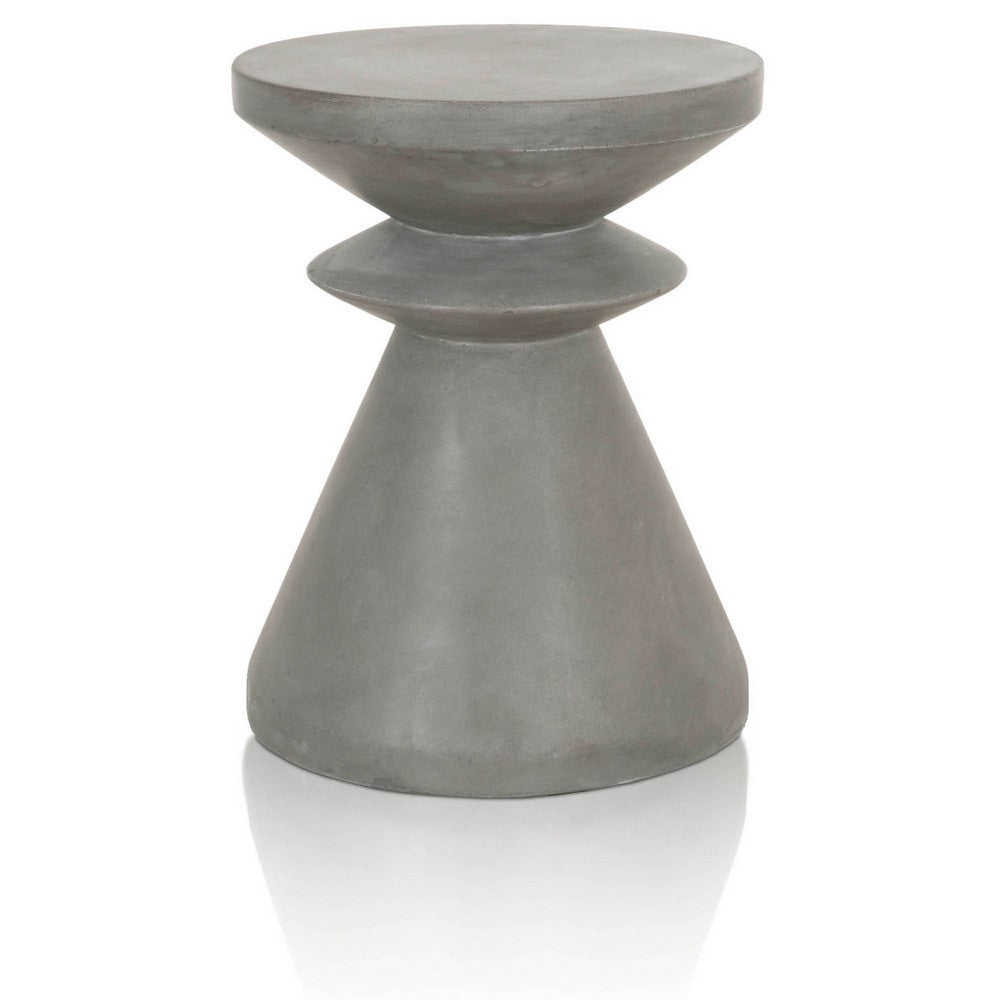 17" Pawn Shape Concrete Top Accent Table, Gray By Casagear Home