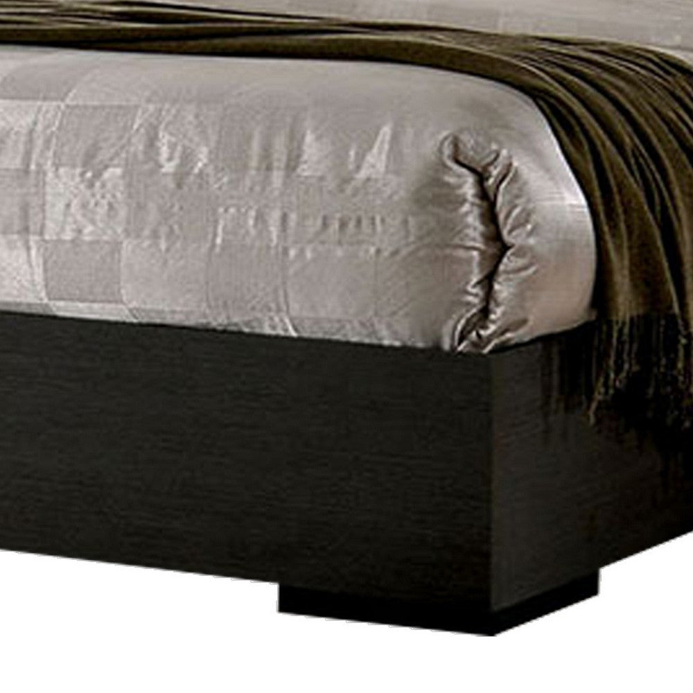 Transitional Wooden Queen Size Platform Bed with Chrome Trim Accents Gray BM217466