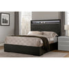 Transitional Wooden Queen Size Platform Bed with Chrome Trim Accents, Gray
